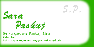 sara paskuj business card