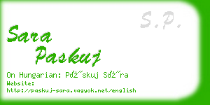 sara paskuj business card